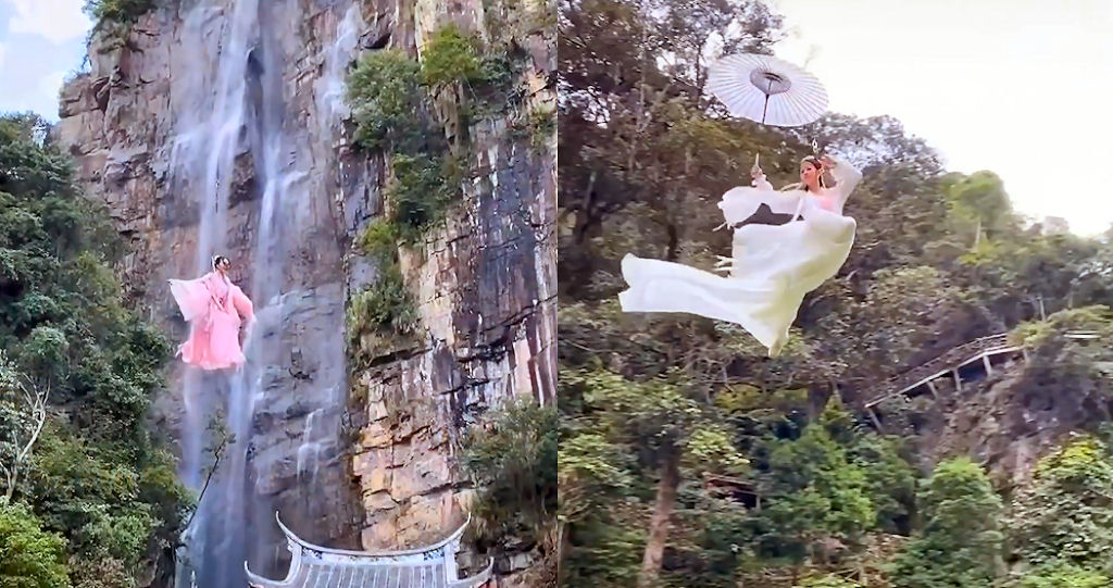Agora os turistas podem voar com movimentos de Kung Fu em atração turística na China