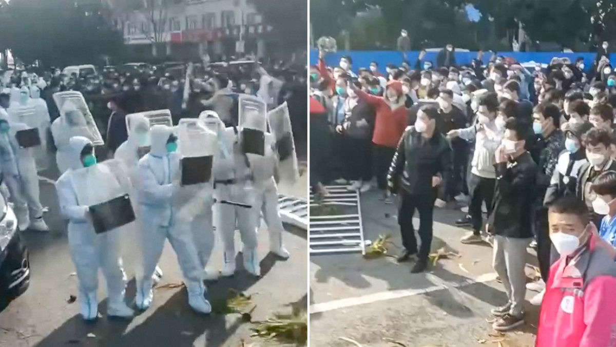 Milhares de funcionrios protestam em fbrica de iPhone na China contra restries e mentiras sobre salrio