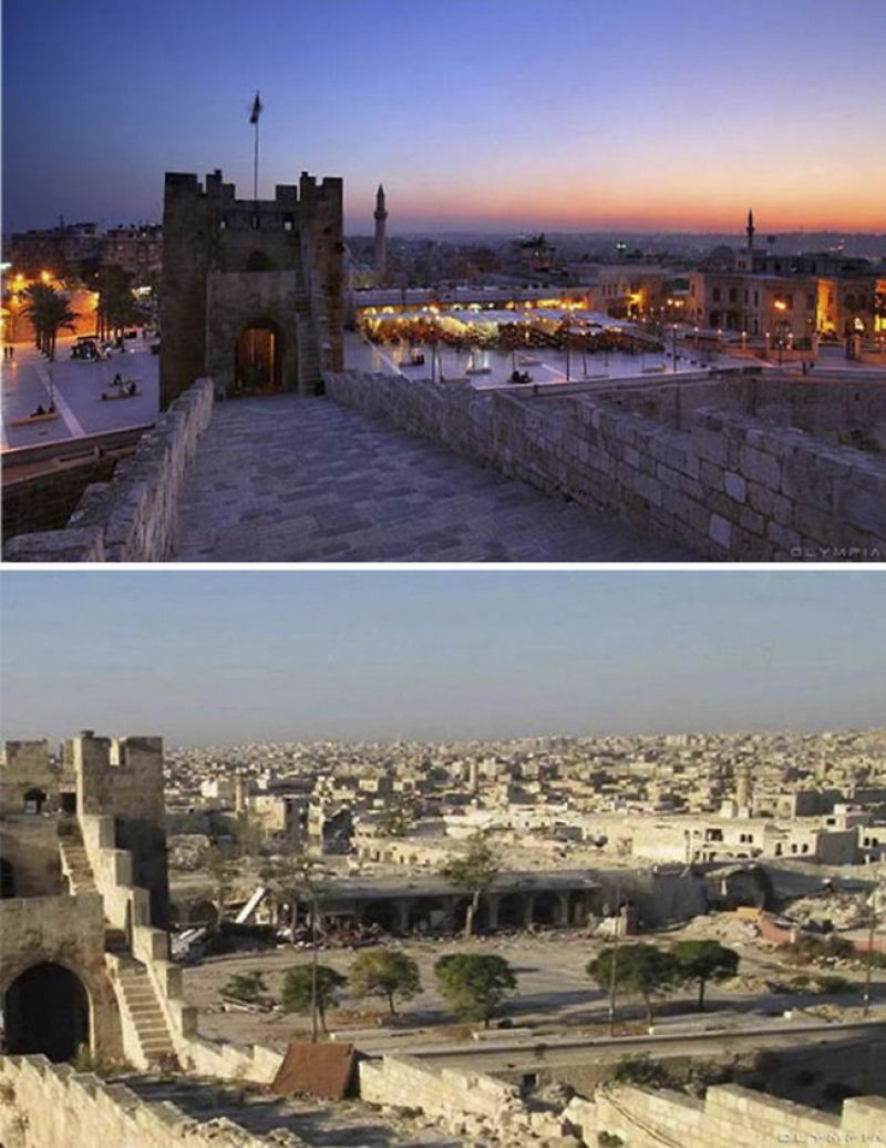 Fotografias do antes e depois revelam o que Guerra fez à maior cidade da Síria 09