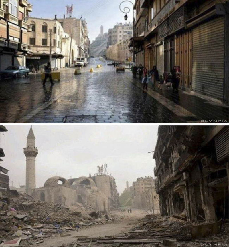 Fotografias do antes e depois revelam o que Guerra fez à maior cidade da Síria 25