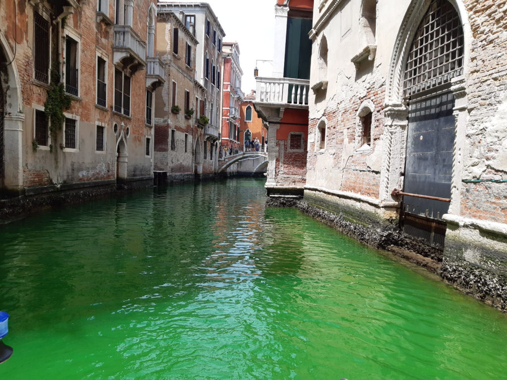 Por que a gua no Grande Canal de Veneza ficou verde brilhante?