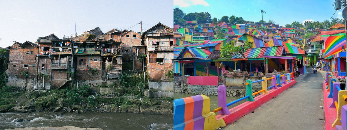 Governo da indonsia transforma favela em um vilarejo arco-ris 04