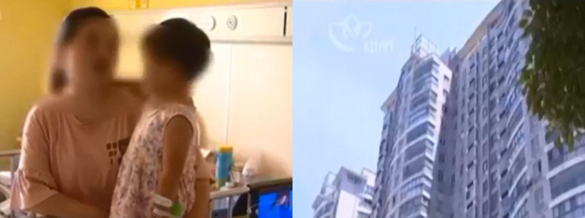Super-girl chinesa de 2 anos cai do 17 andar e simplesmente sai andando