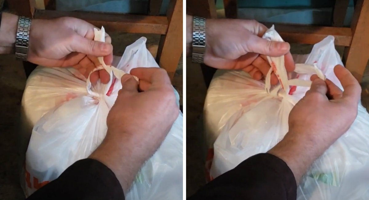 Como desatar um nó cego de saco plástico em cinco segundos