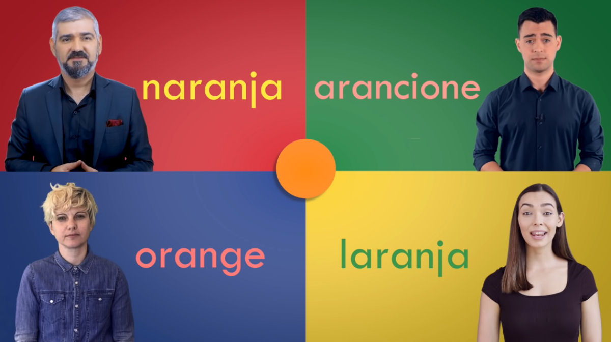 Uma demonstração das diferentes pronúncias entre  espanhol, italiano, francês e português