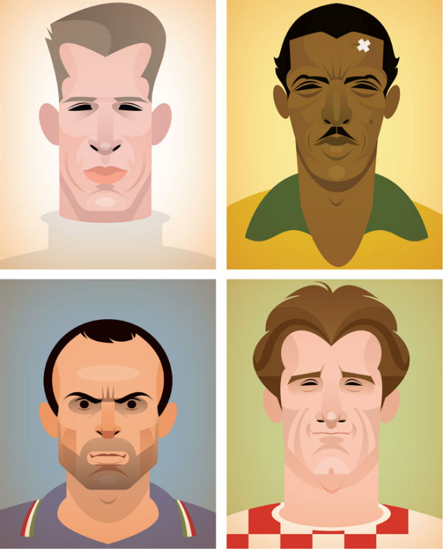 Ilustraes vintage dos maiores futebolistas do mundo 22