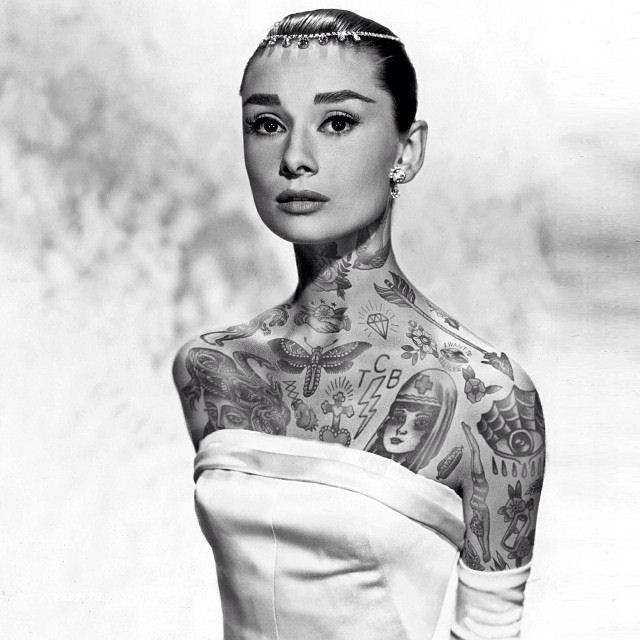 Artista reimagina celebridades completamente cobertas de tatuagens 03