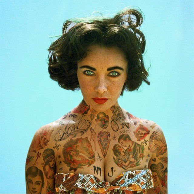 Artista reimagina celebridades completamente cobertas de tatuagens 04