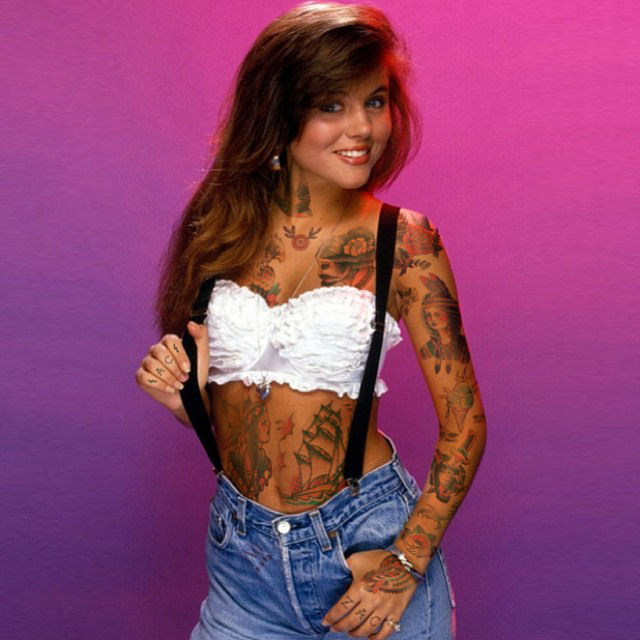 Artista reimagina celebridades completamente cobertas de tatuagens 07