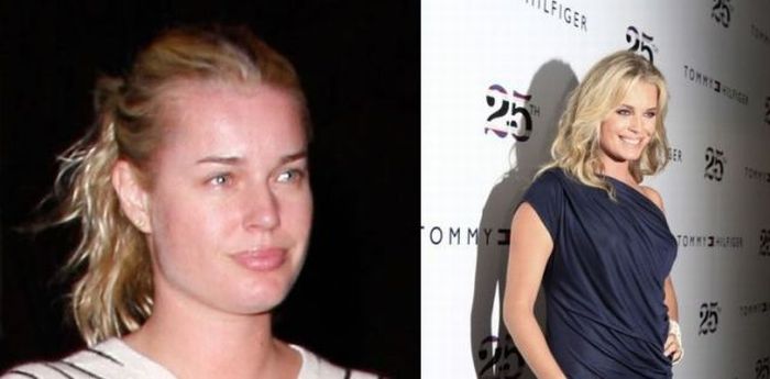 Celebridades, antes e depois da maquiagem
