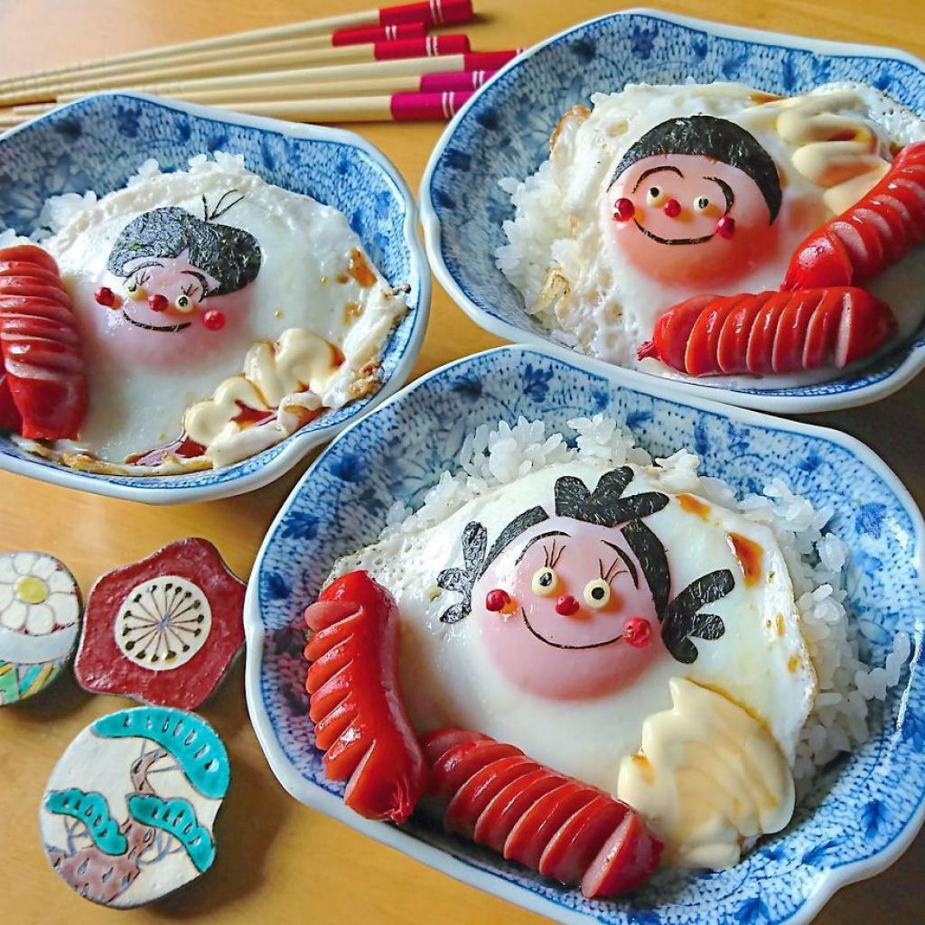 Me japonesa faz pratos e bentōs incrivelmente fofos para seus filhos usando ovos 28