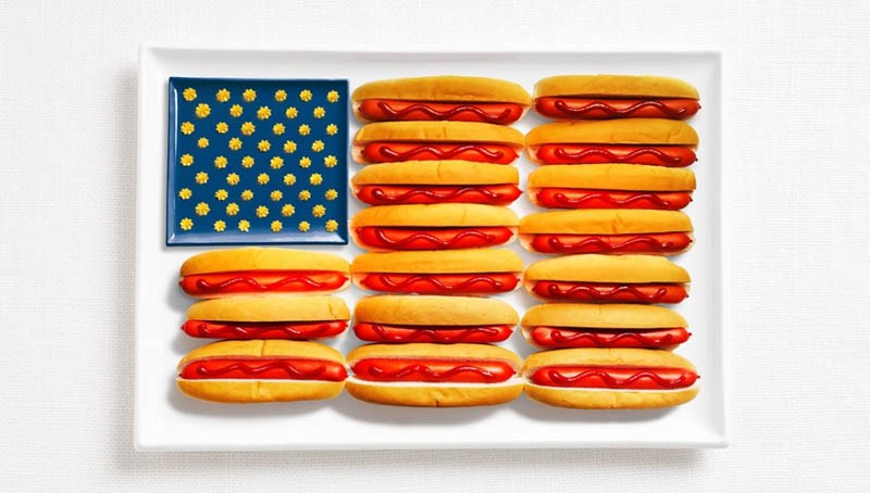 18 bandeiras nacionais feitas de alimentos