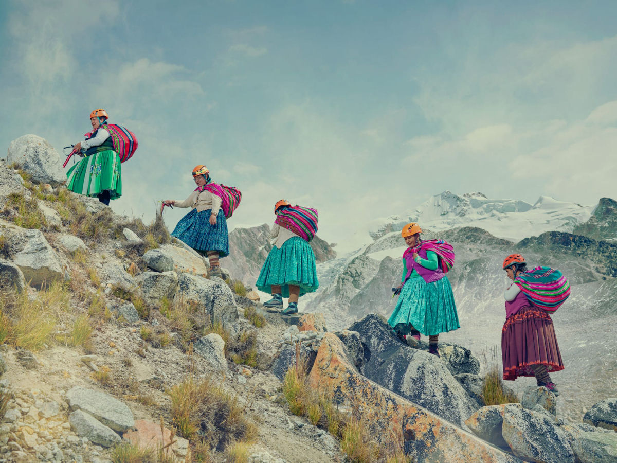 A chegada das 'Cholitas Escaladoras' ao pico mais alto das Amricas 01