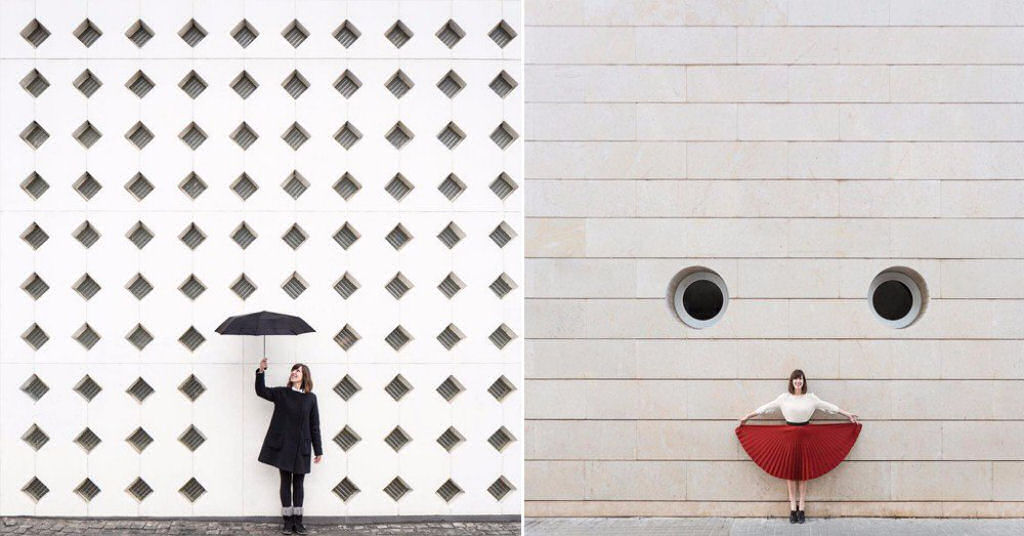 As criativas fotos de um casal que viaja o mundo brincado com a arquitetura 01