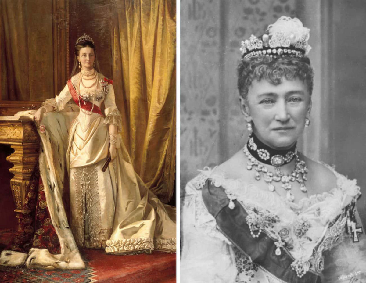 Retratos de realezas históricas justapostos com fotos reais delas 11