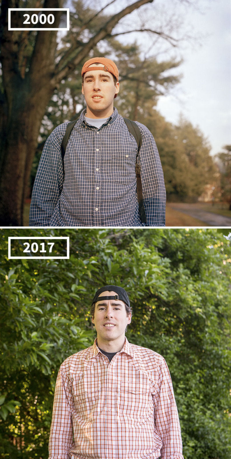 17 anos separam as fotos de antes e depois dos amigos desta fotgrafa 17