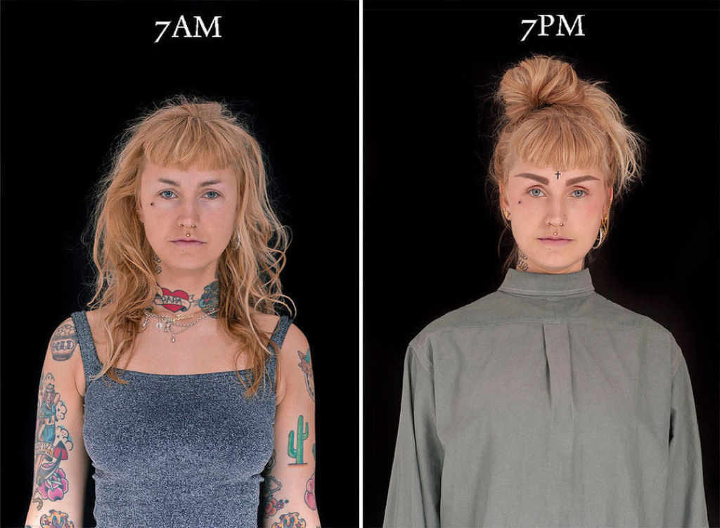 Uma fascinante srie de fotografias mostra como as pessoas se transformam da manh  noite 14