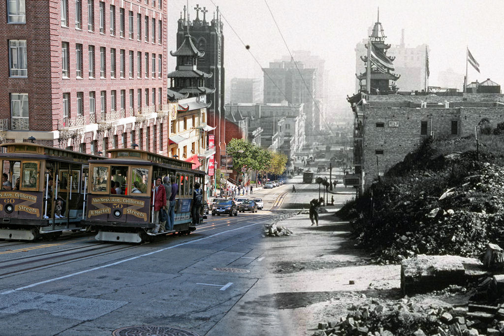 Fotos do terremoto de 1906 de San Francisco misturadas com atuais 02