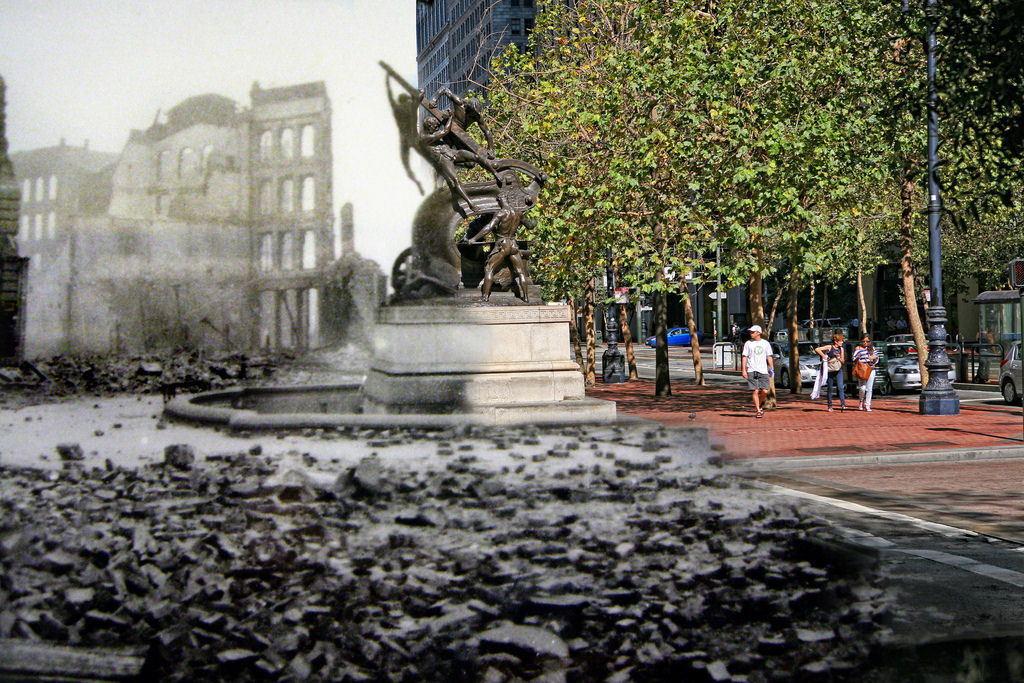 Fotos do terremoto de 1906 de San Francisco misturadas com atuais 04