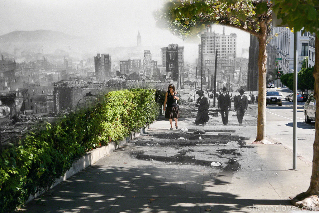 Fotos do terremoto de 1906 de San Francisco misturadas com atuais 11