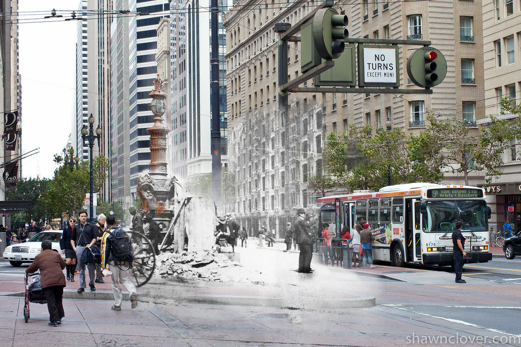 Fotos do terremoto de 1906 de San Francisco misturadas com atuais 17
