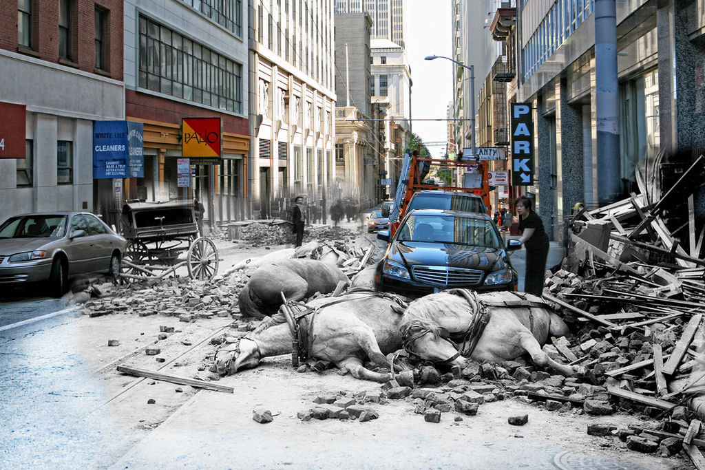 Fotos do terremoto de 1906 de San Francisco misturadas com atuais 19
