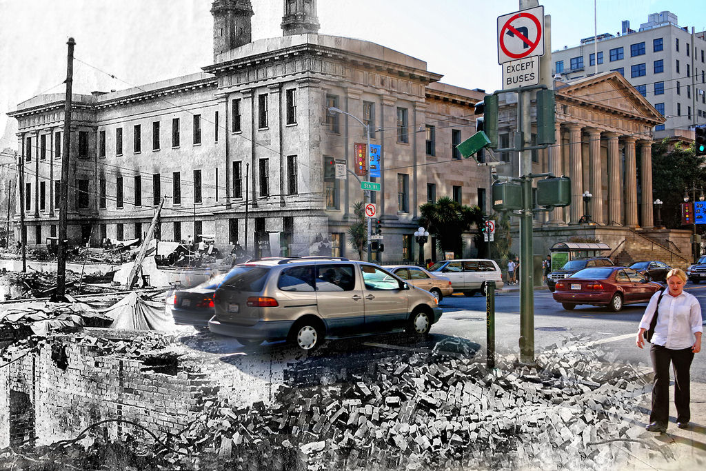 Fotos do terremoto de 1906 de San Francisco misturadas com atuais 20