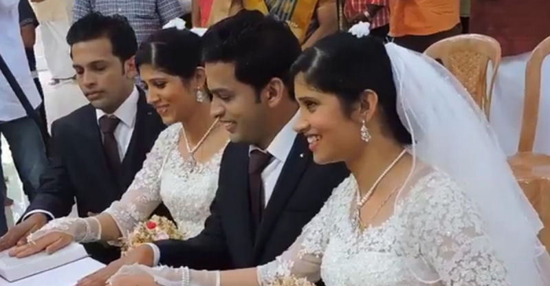 Casamento ao quadrado: padres gêmeos casam gêmeos com gêmeas na Índia 02