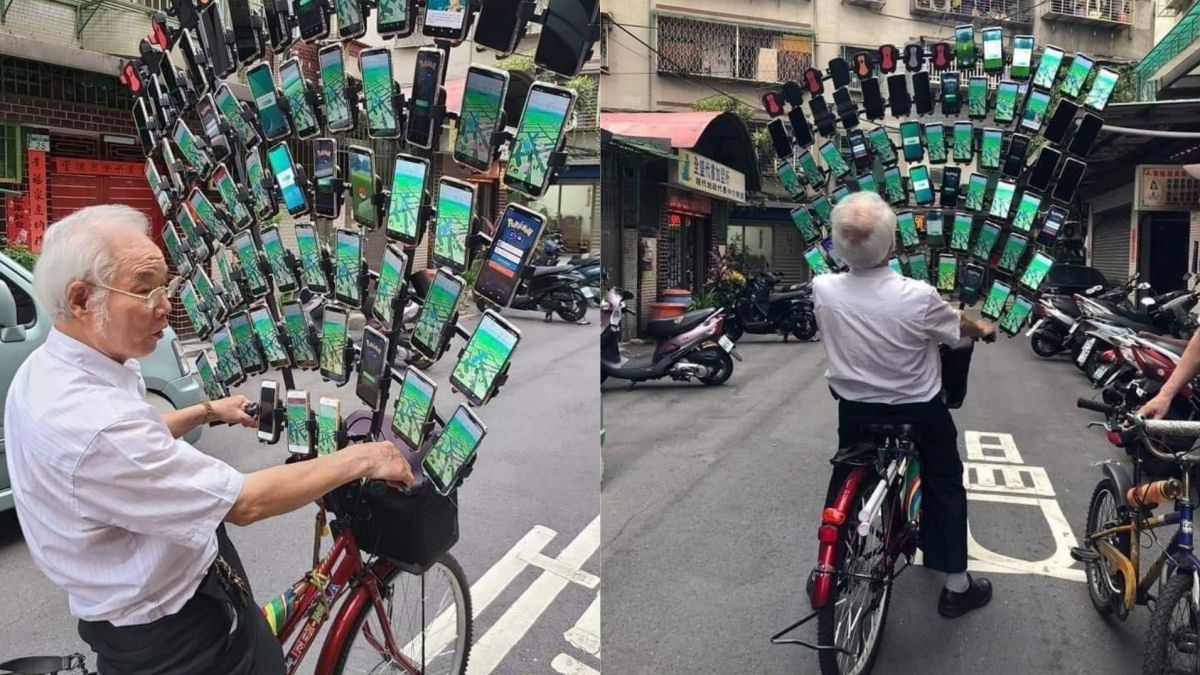 Avô taiwanês especialista em Pokémon Go joga com 64 smartphones ao mesmo tempo