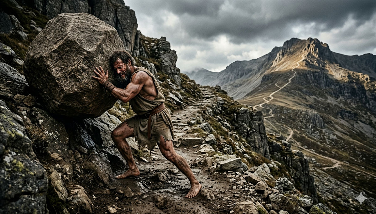 Por que Sísifo foi condenando por Zeus a empurrar pedra por toda a eternidade?