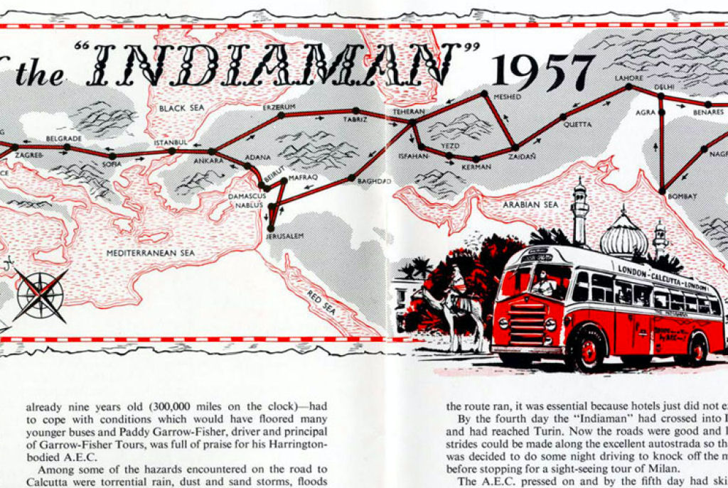 A rota de nibus entre Londres e Calcut era considerada como a mais longa do mundo
