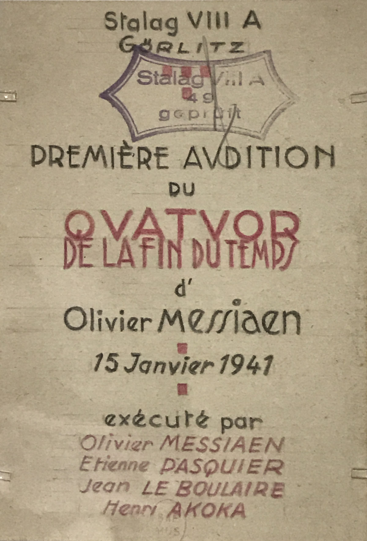 Quarteto para o Fim dos Tempos, a obra escrita e estreada em um campo de prisioneiros alemo em 1941