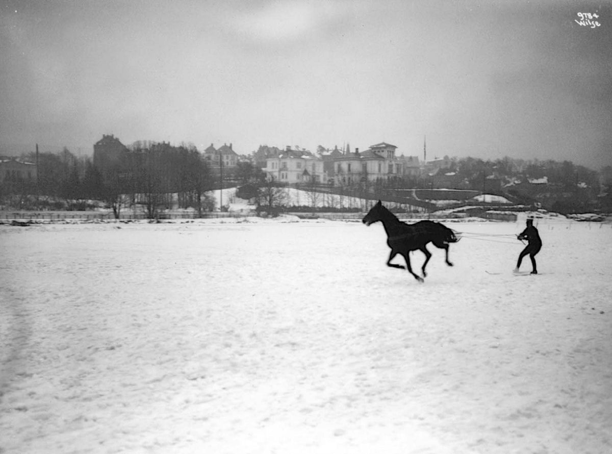 Fotos históricas mostram noruegueses esquiando à reboque de cavalos nos anos 1900 02