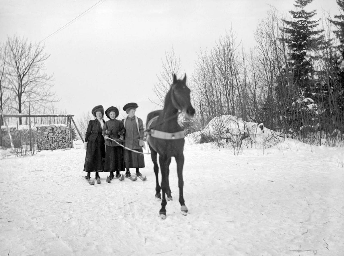 Fotos históricas mostram noruegueses esquiando à reboque de cavalos nos anos 1900 03