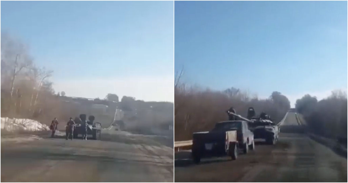 Ucraniano encontra tanque russo sem combustível e se oferece para rebocá-lo à Rússia