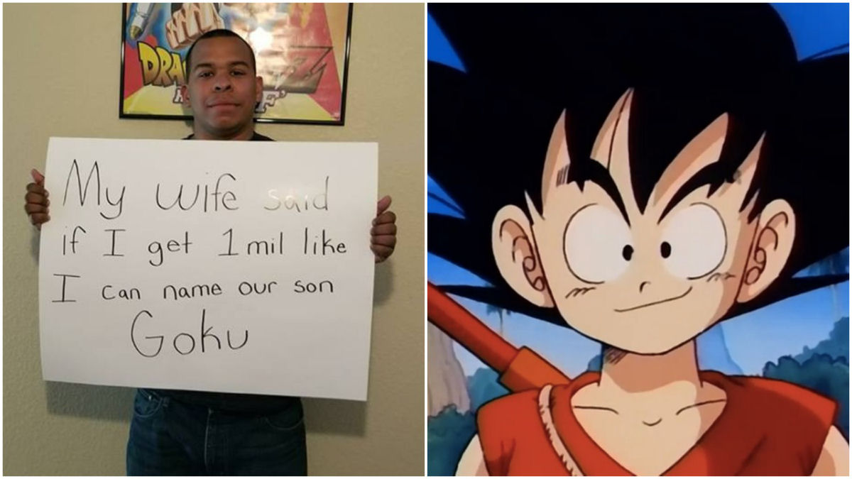 Pai faz aposta para batizar filho de Goku se conseguir 1 milhão de