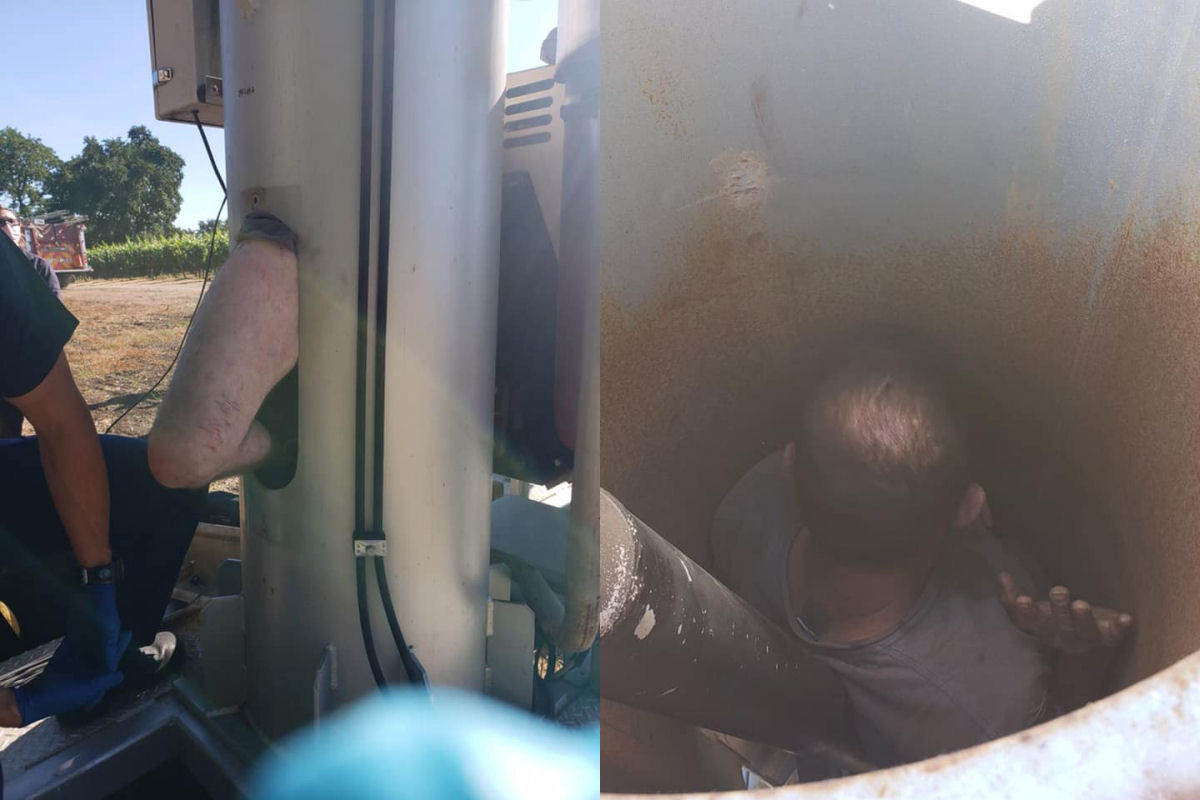Homem foi resgatado após 2 dias preso dentro de um ventilador gigante