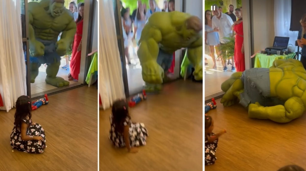 Hulk desajeitado passa vergonha em festa de aniversrio infantil no Rio
