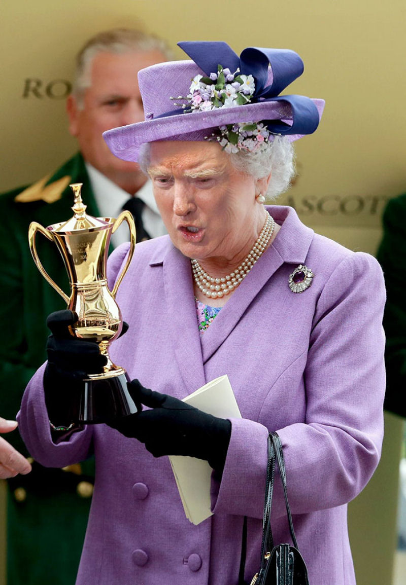 As montagens que combinam a cara de Trump com a da rainha da Inglaterra 04