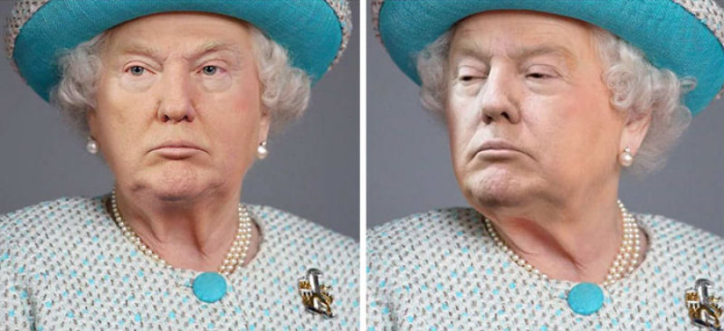 As montagens que combinam a cara de Trump com a da rainha da Inglaterra 06