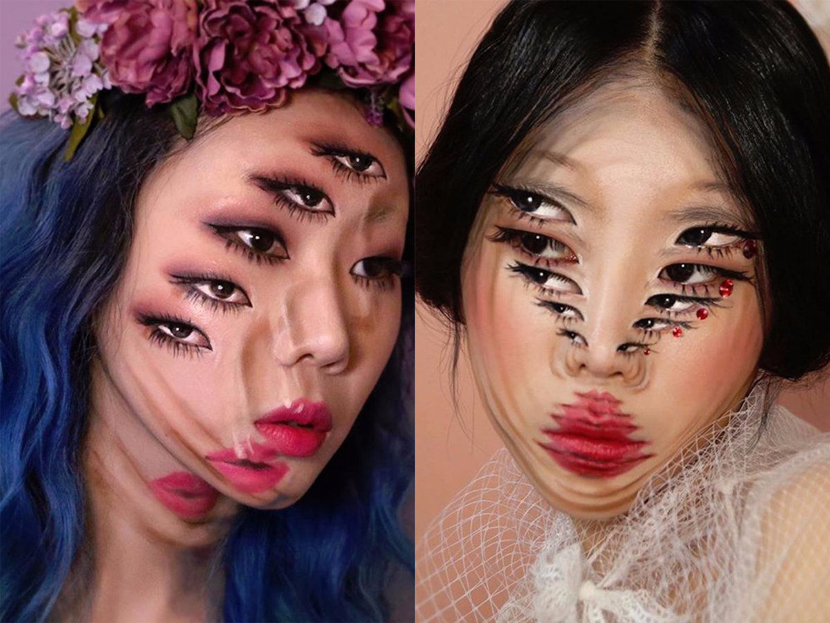 Artista sul-coreana usa maquiagem para transformar sua face em iluses pticas fascinantes 01