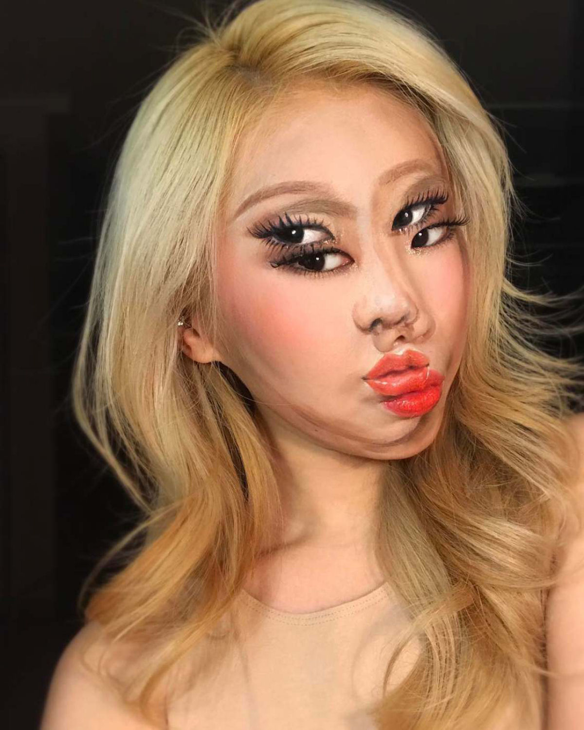 Artista sul-coreana usa maquiagem para transformar sua face em iluses pticas fascinantes 08
