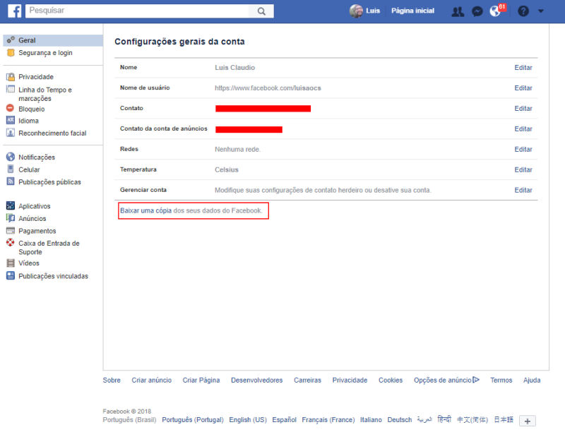 Sabia que o Facebook tem um arquivo com todas as suas atividades na rede? Veja como baix-lo