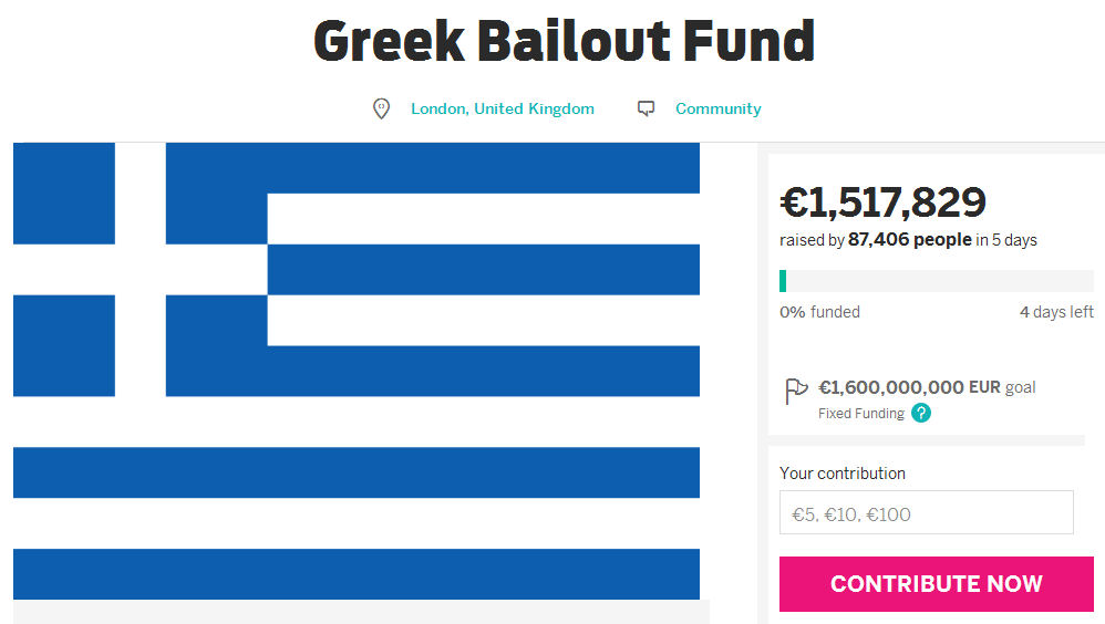 Homem tenta arrecadar 1,6 bilhões de euros via crowdfunding para resgatar a Grécia