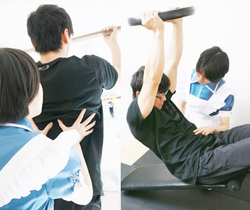 Nesta academia japonesa você poderá se exercitar com o apoio de uma bela empregada doméstica 02