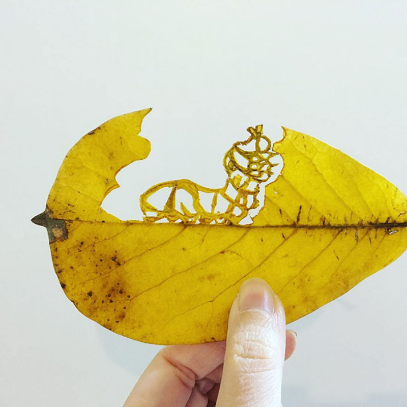 Japoneses fazem arte com folhas caídas do outono 13