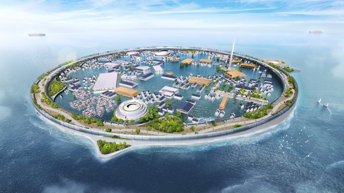 Ambicioso conceito de cidade flutuante projetado para se adaptar  crise climtica