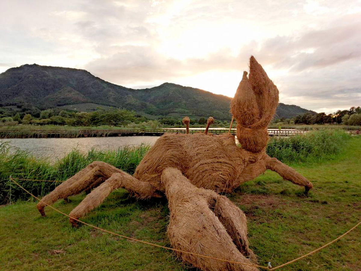 Criaturas de palha de arroz povoam as terras agrícolas japonesas em festival de arte 05