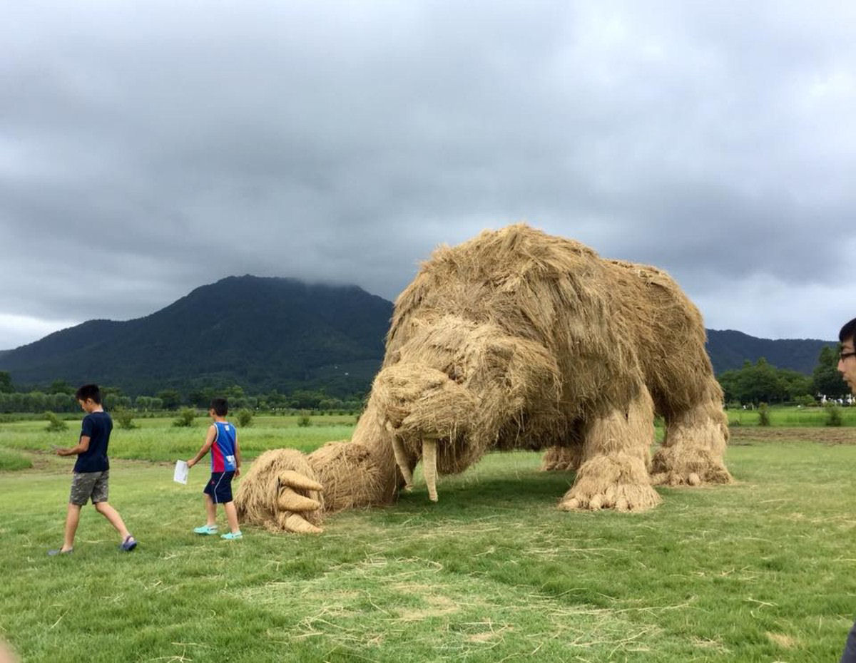 Criaturas de palha de arroz povoam as terras agrícolas japonesas em festival de arte 09