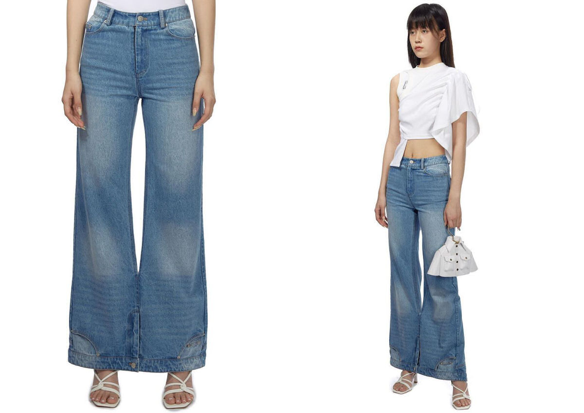 Empresa de moda chinesa apresenta uma calça jeans com duas cinturas